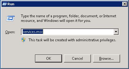 Run - services.msc