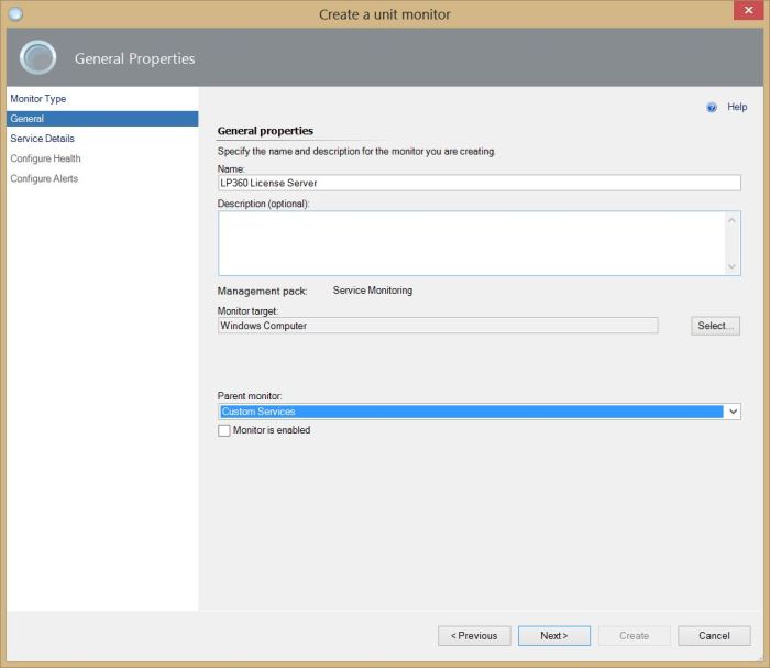 SCOM - Create Unit Monitor - General