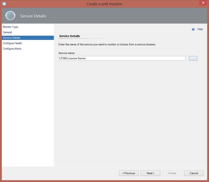 SCOM - Create Unit Monitor - Service Details